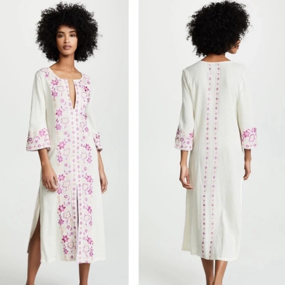 Misa embroidered floral woven kaftan dress - Picture 1 of 8